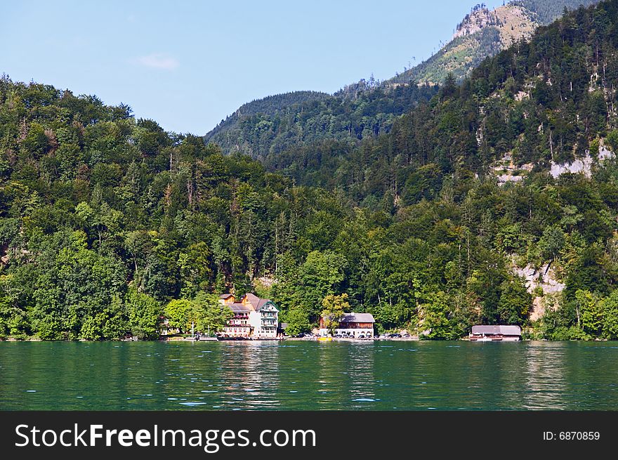The beautiful countryside around Lake Wolfgang in Lake district near Salzburg Austria