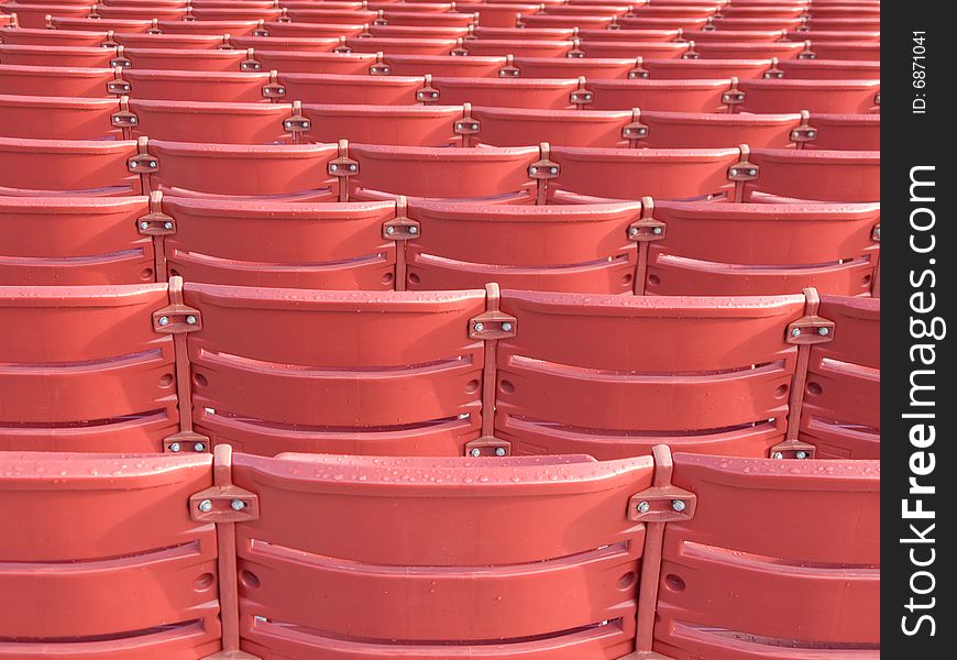 Row of Red Seats at the Stadium