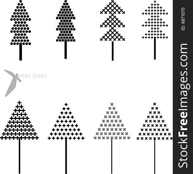 Winter xmas trees in vector