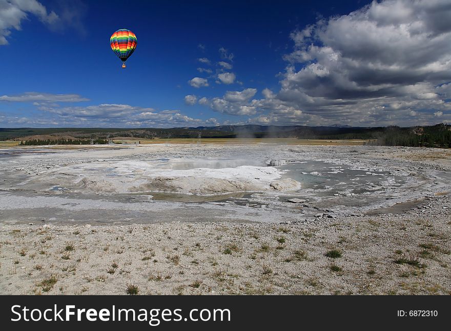 The scenery of Lower Geyser Basin in Yellowstone National Park
