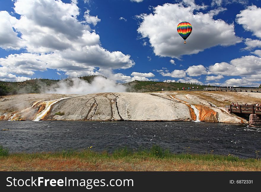 The scenery at Midway Geyser Basin in Yellowstone National Park