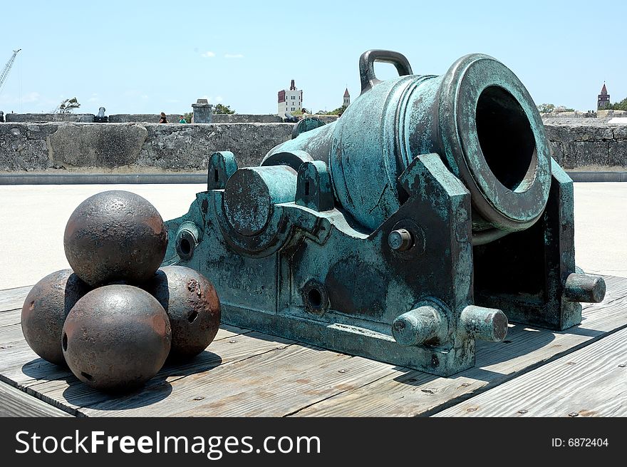 Bronze mortar and bombs at the Spanish fort in St. Augustine, Florida in 2007. Bronze mortar and bombs at the Spanish fort in St. Augustine, Florida in 2007.