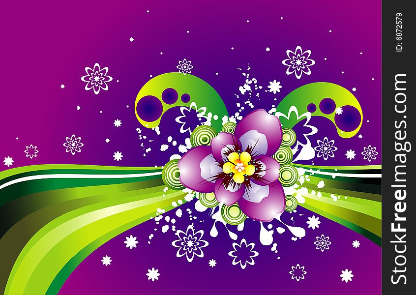 Vector fantasy background and flowers illustration composition. Vector fantasy background and flowers illustration composition