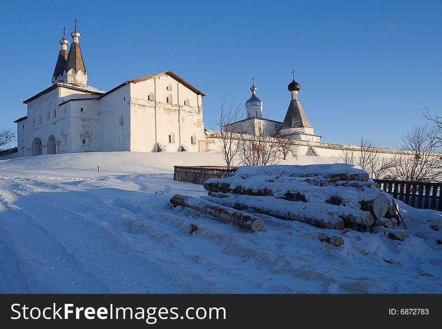 Little monastery in winter