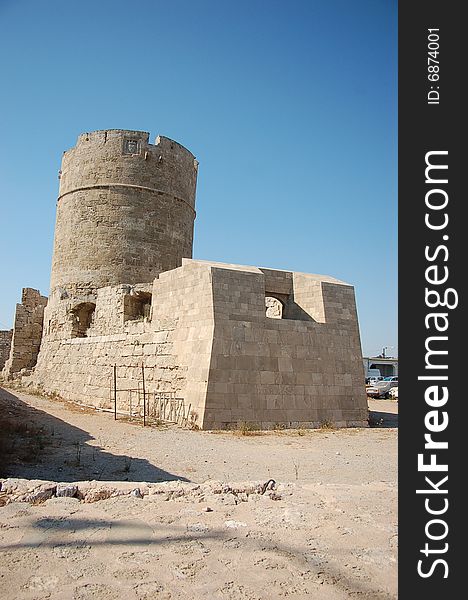 Restoration Of A Tower In Rhodes Port.