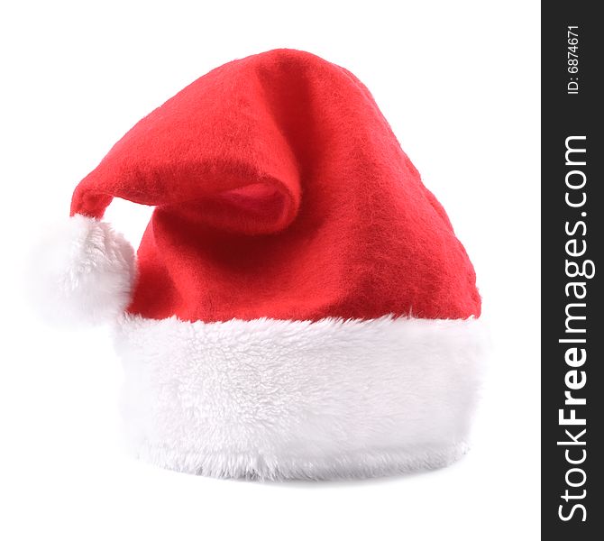 Red Santa hat. Isolated over white