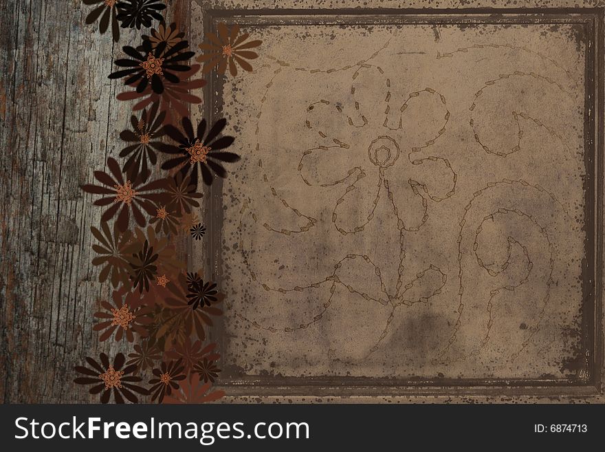 Abstract brown wallpaper with flowers. Abstract brown wallpaper with flowers