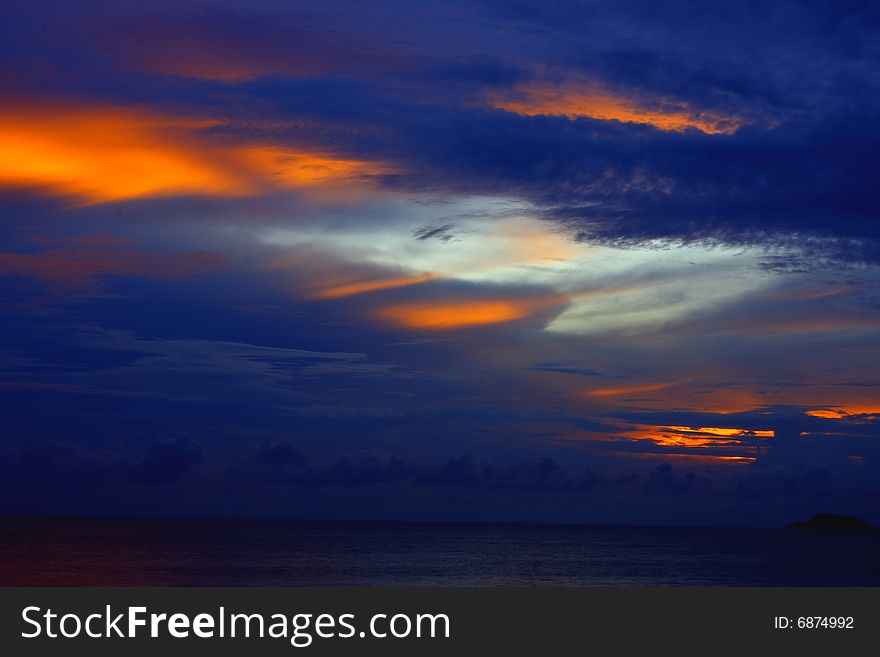 Sunrise at Chendering Beach, Trengganu, Malaysia.