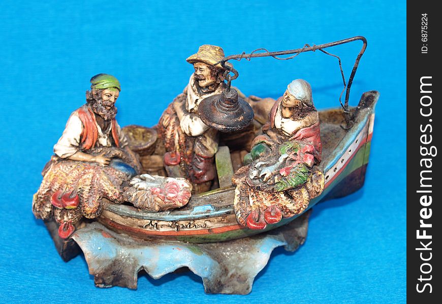 Ceramics fishing boat equipped