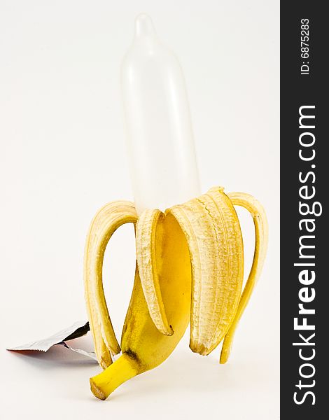 Condom From Banana Isolated