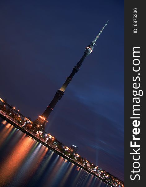 Ostankino TV tower, Moscow at night