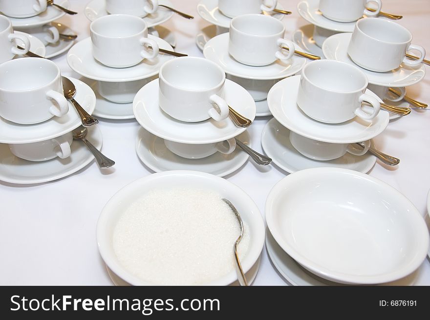 Cups for Coffee break at banquet meeting. Cups for Coffee break at banquet meeting