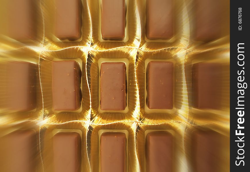 Photo of chocolates with radial blur. Photo of chocolates with radial blur