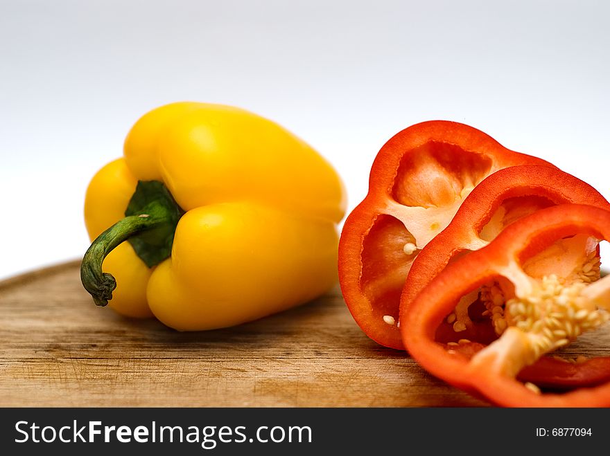 Cooking, ripe, sweet, red & yellow peppers. Cooking, ripe, sweet, red & yellow peppers