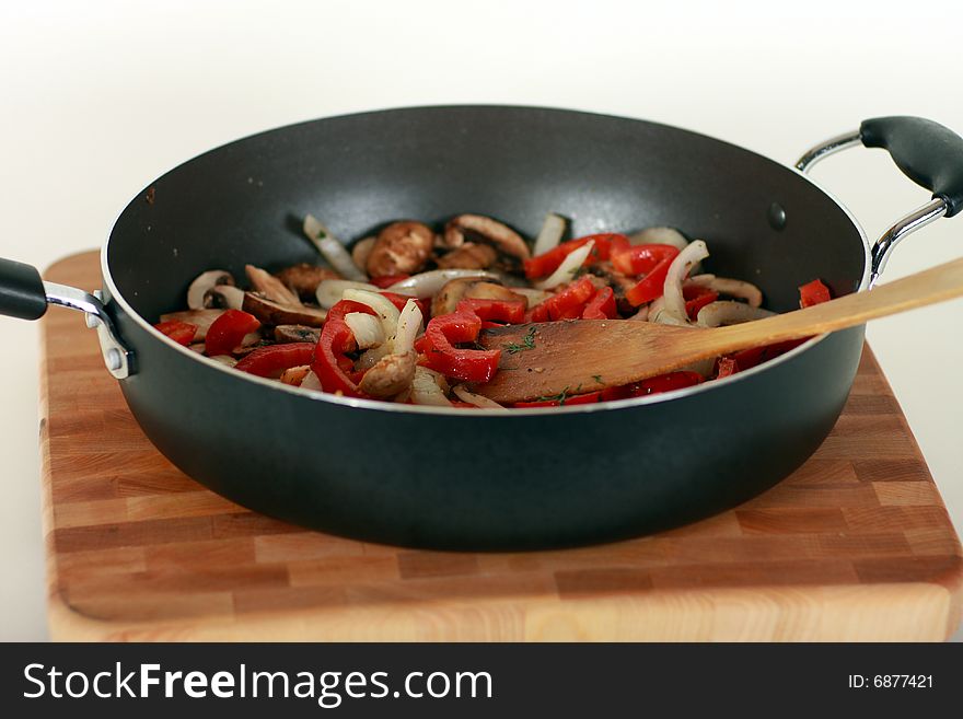 Fried vegetables on the table