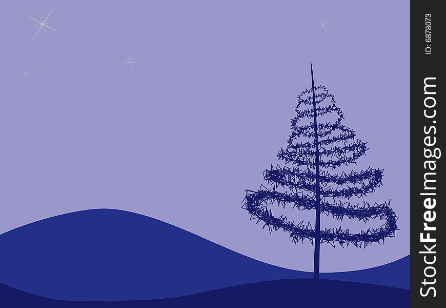 Christmas tree on purple background