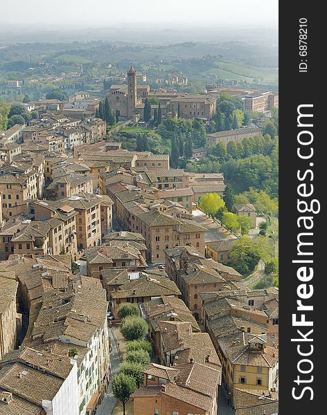 Sight of senesi hills from the Mangia's tower. Sight of senesi hills from the Mangia's tower