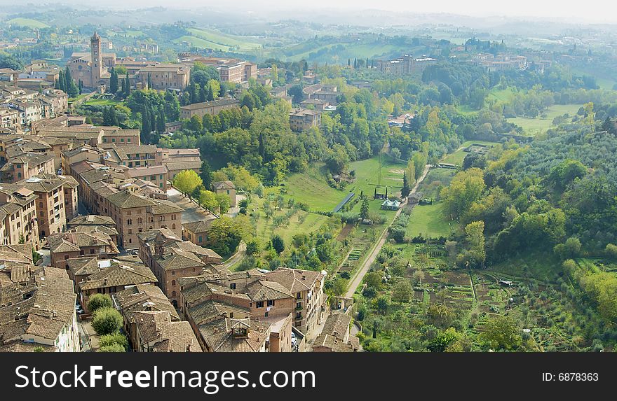 Sight of senesi hills from the Mangia's tower. Sight of senesi hills from the Mangia's tower