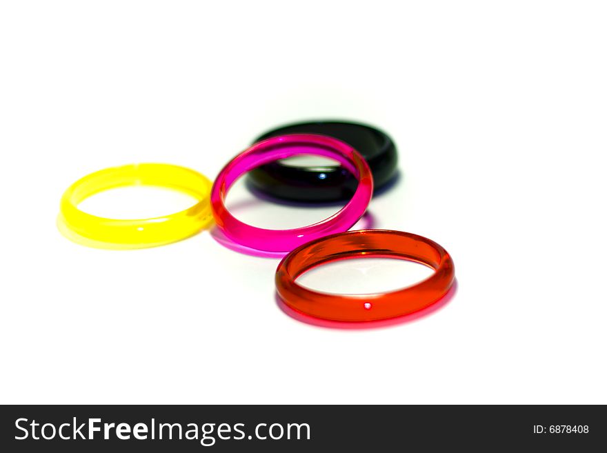 Four colour rings on white background, abstraction