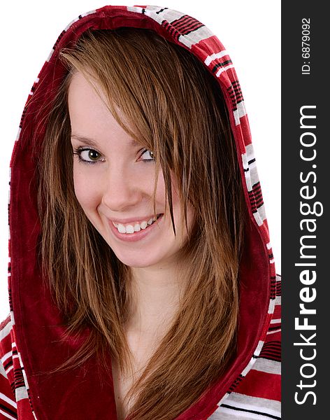 Portrait of 20-25 years old girl wearing bathrobe