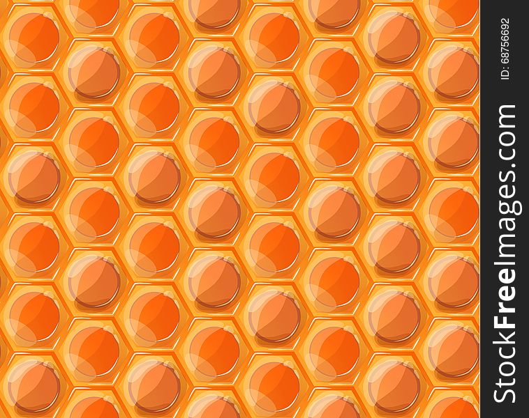 Tasty honey honeycombs, seamless pattern