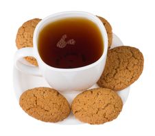 Tea With Five Cookies Royalty Free Stock Photo Tea With Five Cookies Royalty Free Stock Photo