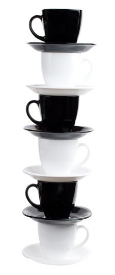 Tower From Six Coffee Cups And Saucers Royalty Free Stock Images Tower From Six Coffee Cups And Saucers Royalty Free Stock Images