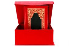 Red Cover Book With Golden Ornament In Red Box. Royalty Free Stock Photography Red Cover Book With Golden Ornament In Red Box. Royalty Free Stock Photography