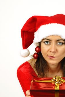 Puzzled About Christmas Gift Royalty Free Stock Photography Puzzled About Christmas Gift Royalty Free Stock Photography