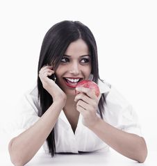 Asian Girl Eating A Apple Royalty Free Stock Photography Asian Girl Eating A Apple Royalty Free Stock Photography