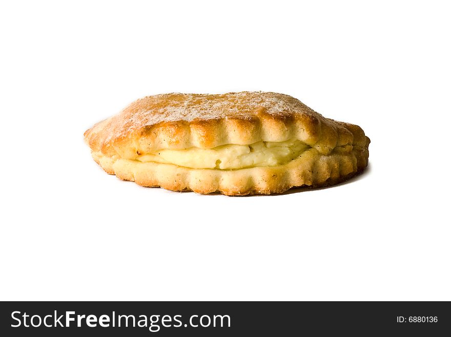 Crisp more fresh pastry on a white background