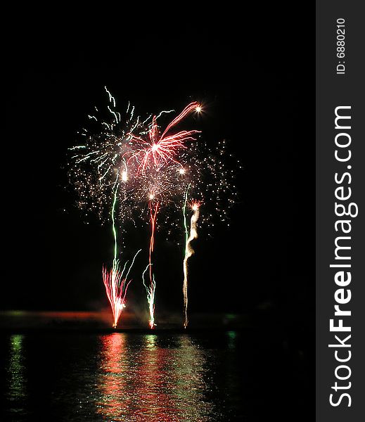 Large festive firework on a black background