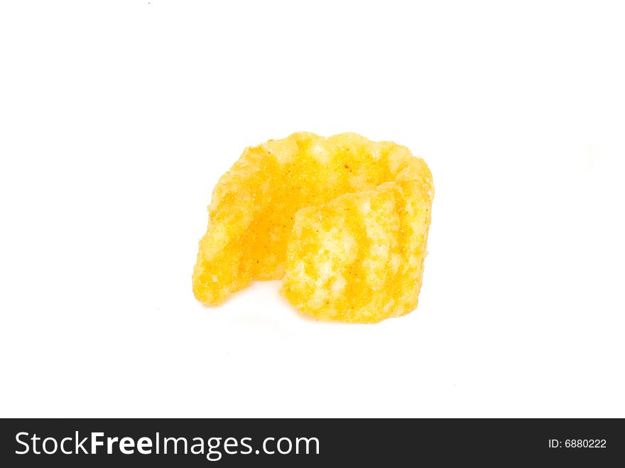 Crisp potato chips on a light background