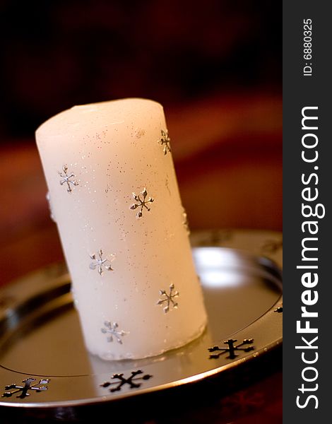 Single christmas snowflake deorated candle. Single christmas snowflake deorated candle