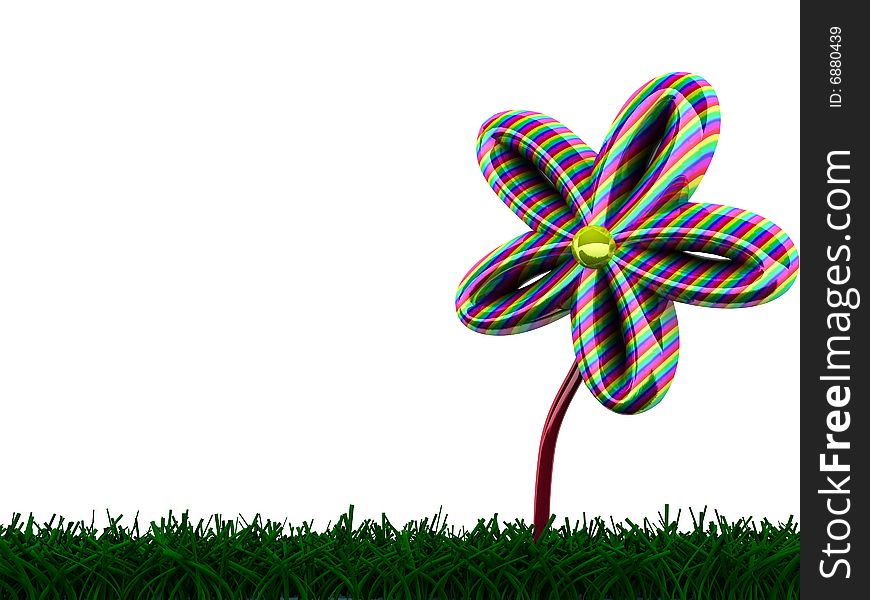3d Illustration flower colored, flower on white background. 3d Illustration flower colored, flower on white background.
