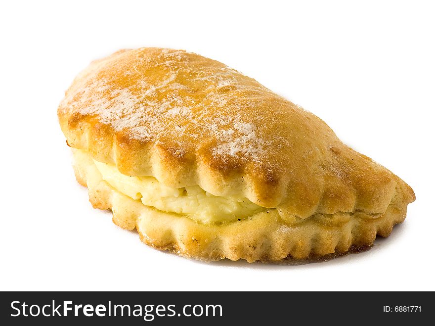 Crisp more fresh pastry on a white background