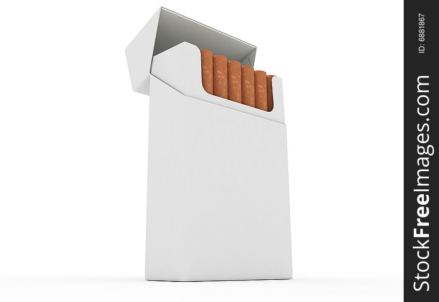 Open pack of cigarettes isolated on white background