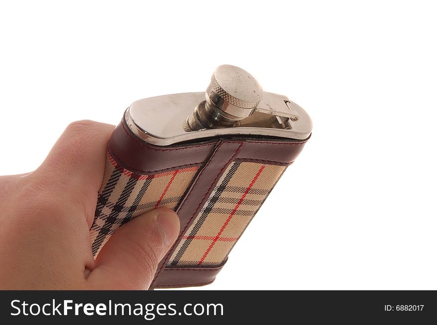 Whisky flask isolated on a white