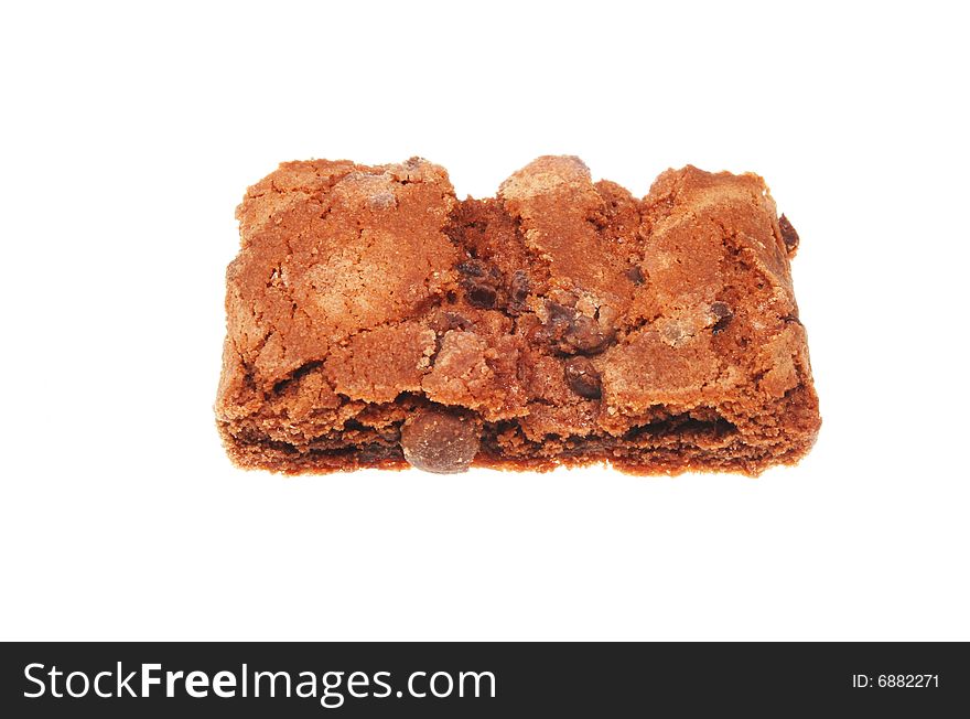 Chocolate brownie biscuit isolated on white