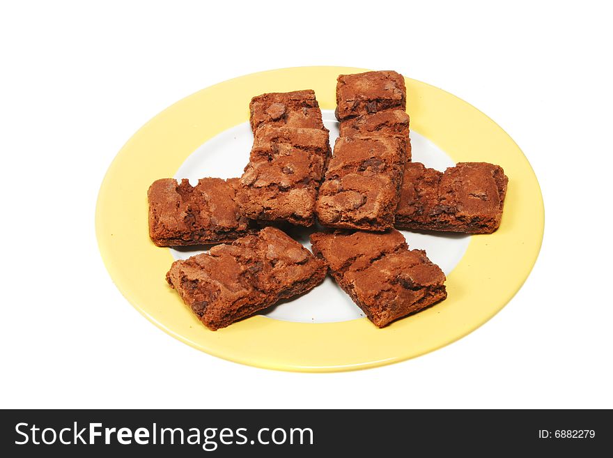 Chocolate brownie biscuits on a plate. Chocolate brownie biscuits on a plate