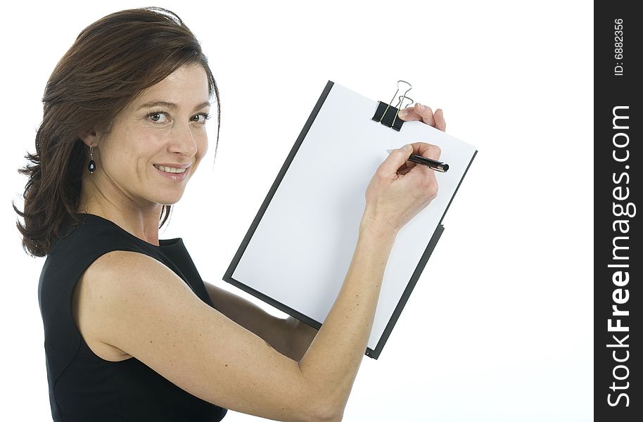 Adult Secretary Shows A Blank Paper