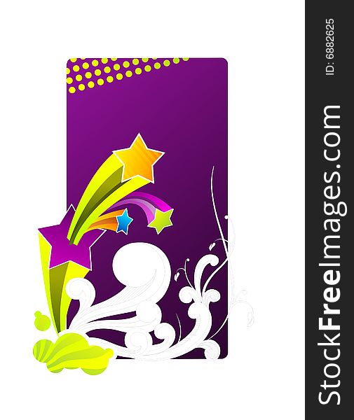 Star and floral elements on purple background vector. Star and floral elements on purple background vector