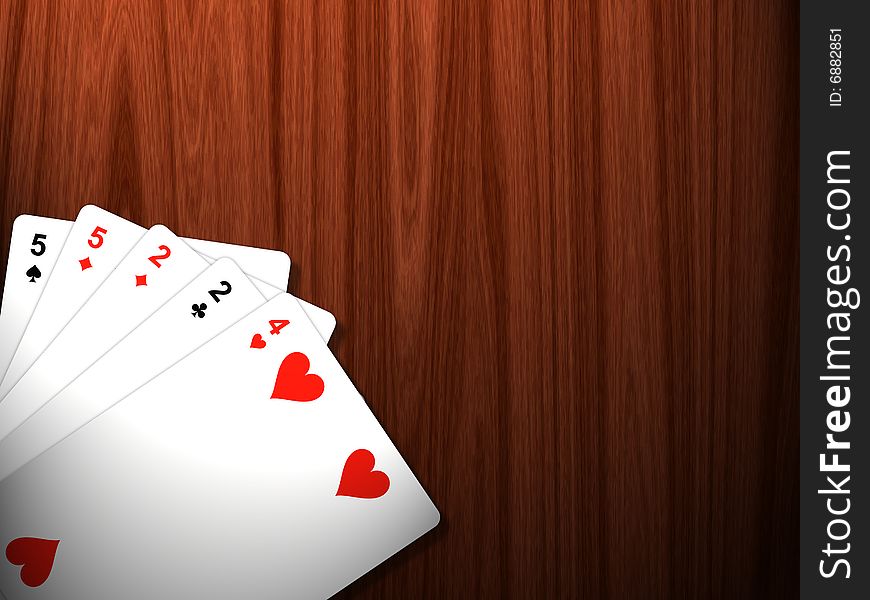 Poker hand with two pairs. Poker hand with two pairs