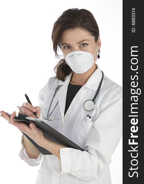 Doctor with book on the white background. Doctor with book on the white background