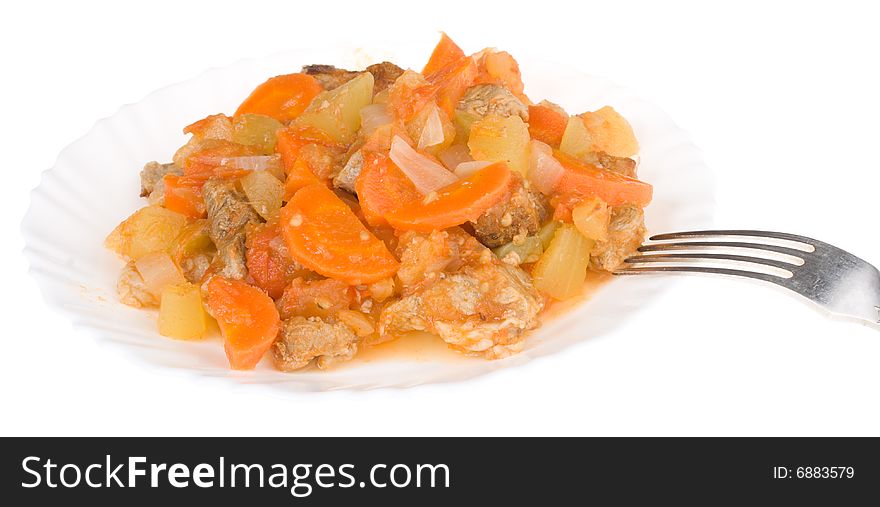 Meat With Vegetables On Plate