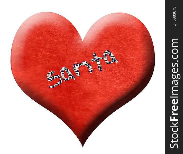 Santas heart made out of his costume