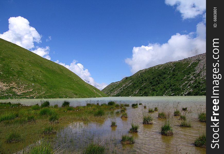 Lake of Donguz-Orunkel near Elbrus, North Caucasus Mountains, Russia