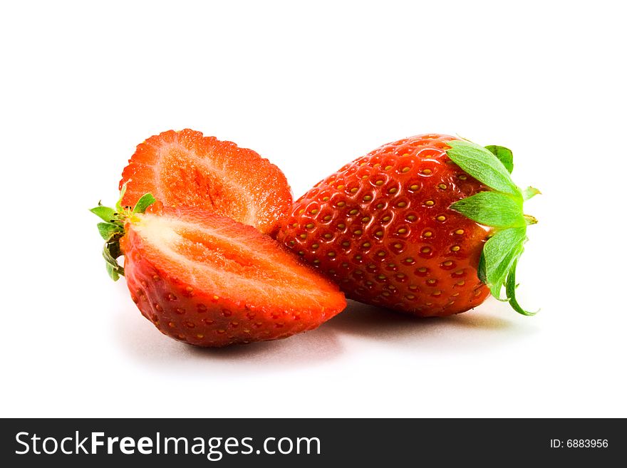 Strawberries one whole and two halves