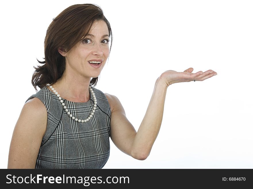 Portrait of  businesswoman gesturing, isolated on white. Portrait of  businesswoman gesturing, isolated on white