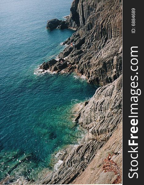 Rock cliff coastline in Cinque Terre, Italy. Rock cliff coastline in Cinque Terre, Italy